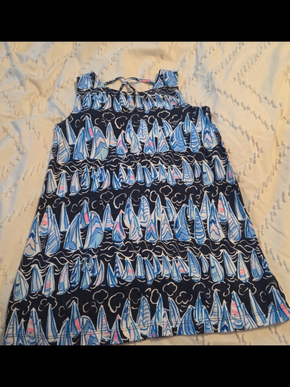 Lilly Pulitzer Navy Blue Sailboat Print Tank Dress for Kids